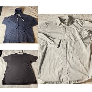 3 men’s tops size large (marked lowest possible price- will donate 1/1/24)